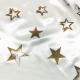 TESSUTO RASO CARNEVALE BIANCO STELLE ORO