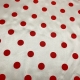 TESSUTO RASO CARNEVALE BIANCO POIS ROSSI