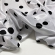 TESSUTO RASO CARNEVALE BIANCO POIS NERI
