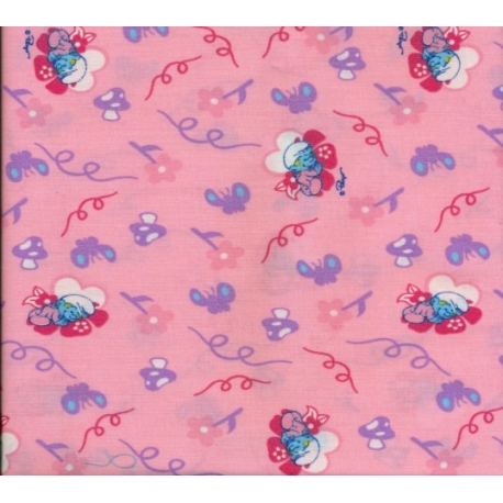 TESSUTO COTONE FANTASIA PUFFI 332 ROSA