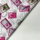 TESSUTO COTONE FANTASIA FRANCOBOLLO FUXIA