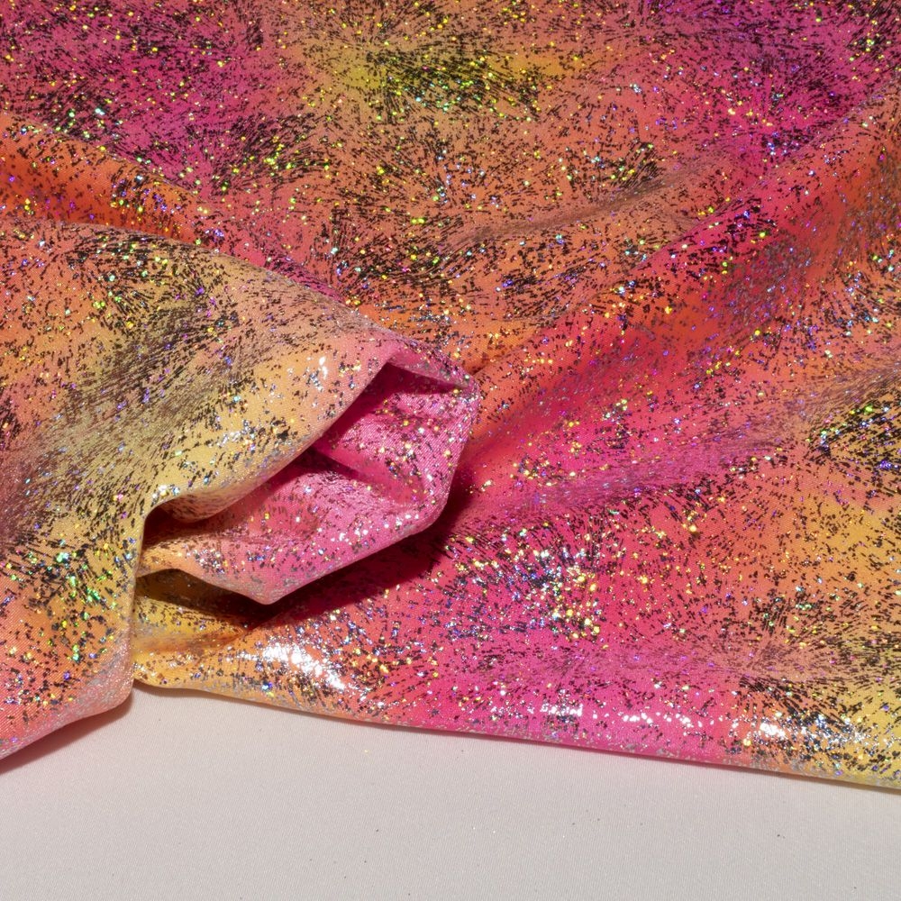Tessuto Lycra flash giallo fuxia