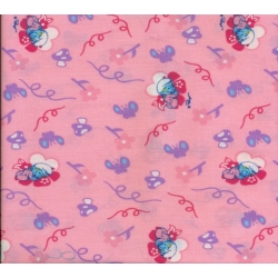 SCAMPOLO CM 100X160 TESSUTO COTONE FANTASIA PUFFI 332 ROSA