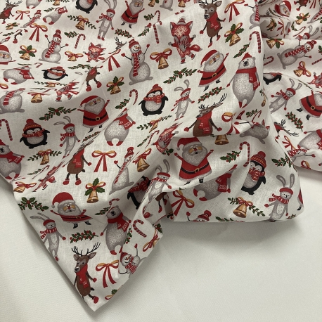 TESSUTO COTONE FANTASIA AMICI DEL NATALE 