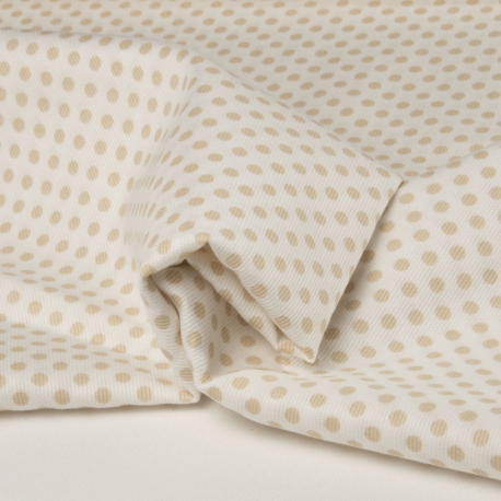 PIQUET STAMPATO 516 BIANCO POIS BEIGE