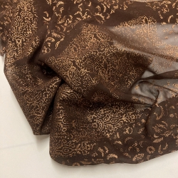CHIFFON SETA FANTASIA MARRONE/ORO