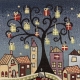 GOBELIN VILLAGGIO SOTTO LE STELLE CM. 47X47